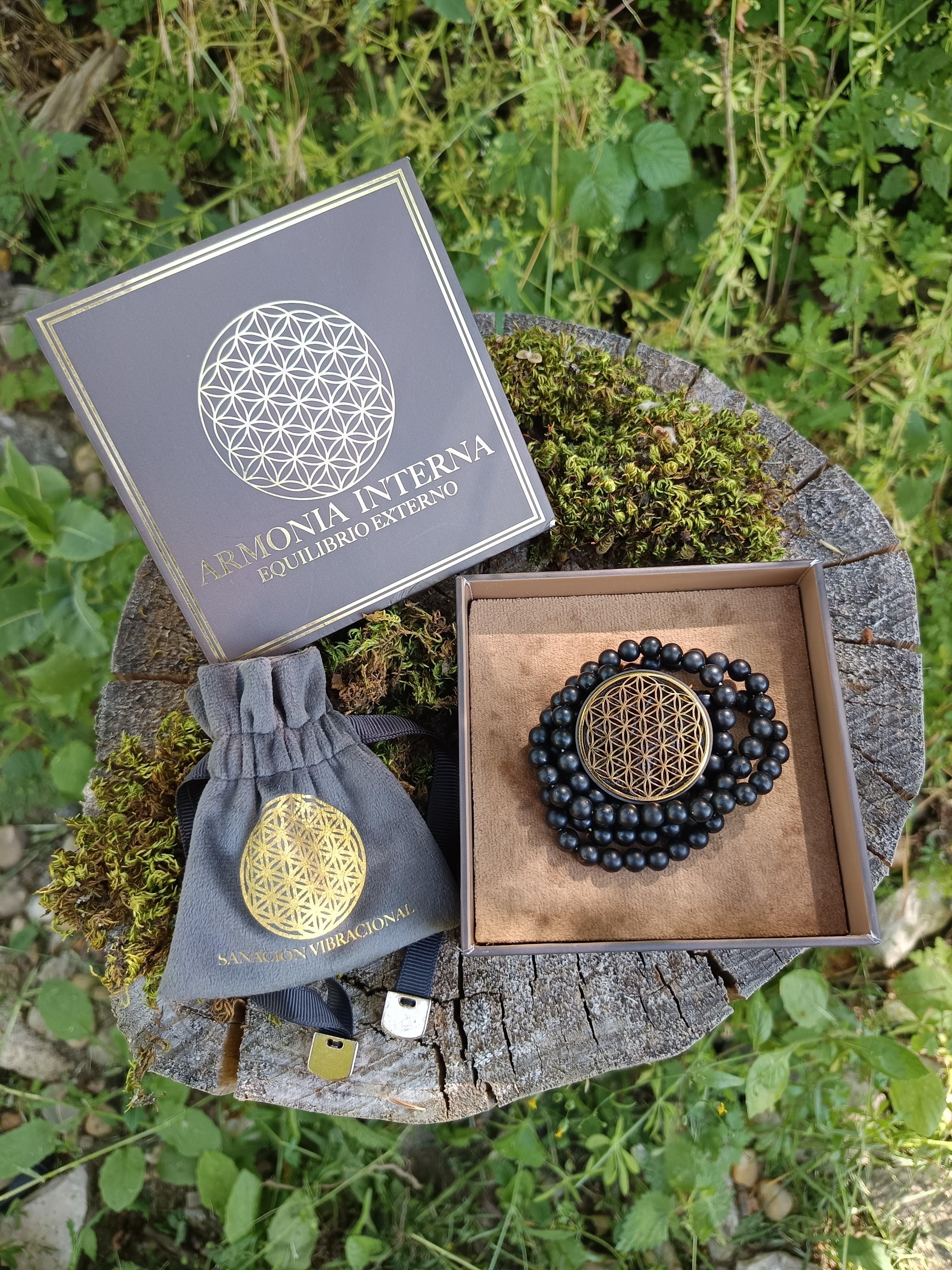 Colgante Orgonitron con collar de shunguita y medalla de orgonita para equilibrar energía personal – incluye caja de presentación y bolsa de terciopelo, pack premium de protección energética
